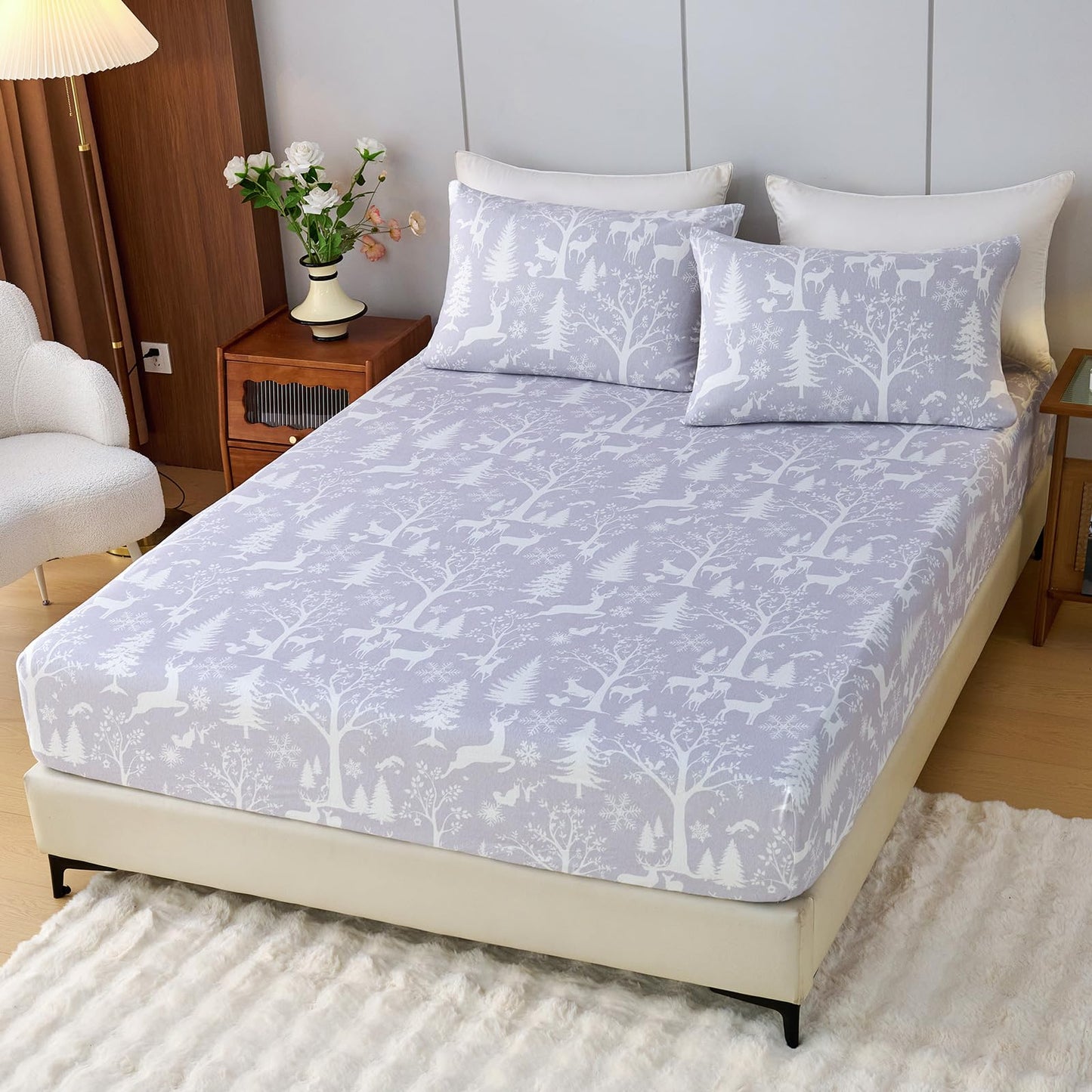 LANYETON 100% Cotton Flannel Fitted Sheet Only, Ultra Soft Cozy Warm Fitted Bottom Sheet for All Season, 16" Deep Pocket, Twin