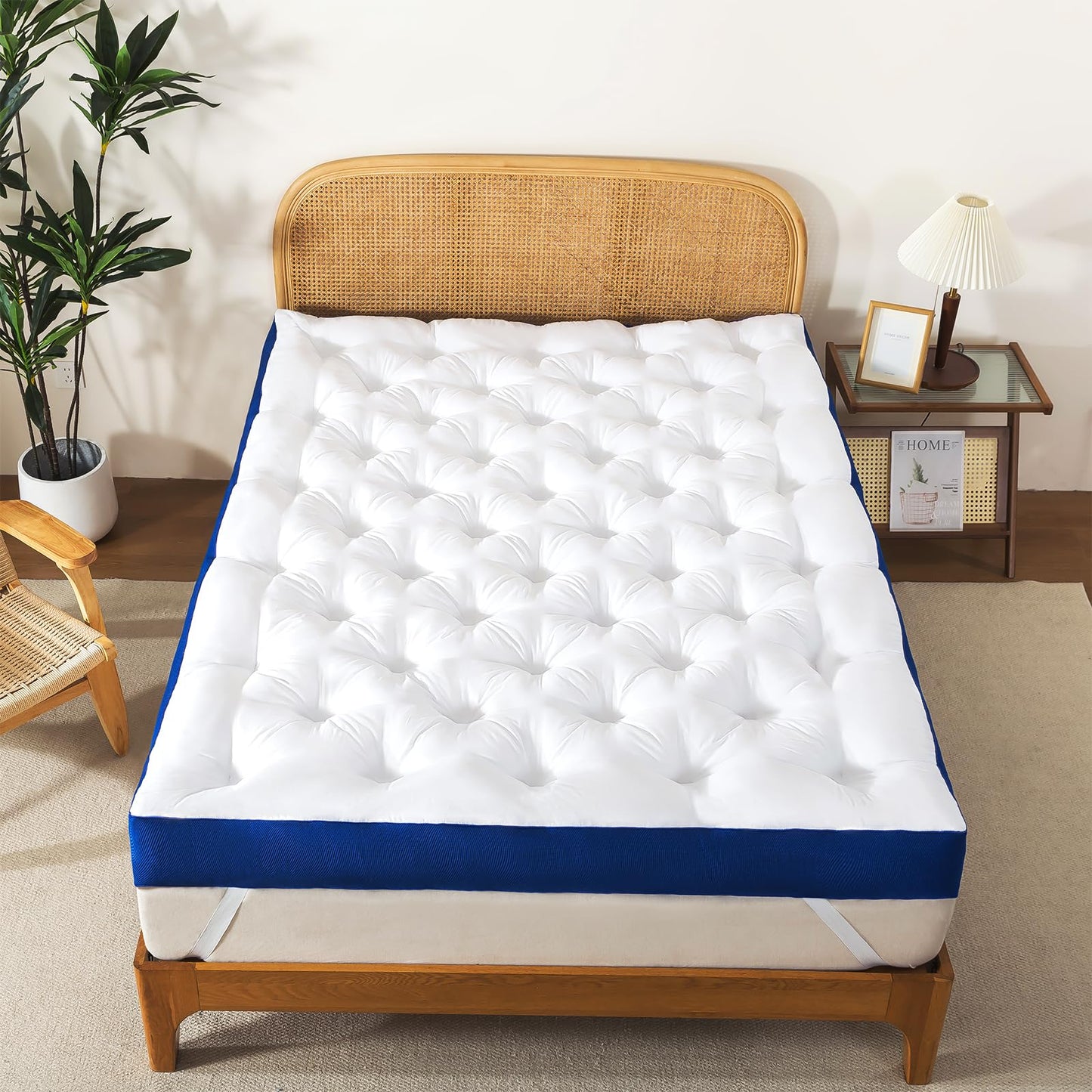 WhatsBedding 5 Inch Memory Foam Mattress Topper Queen for Back Pain, Filled with Flfuffy Soft Breathable Stuffing, Thick Supportive Pillow Top Queen Mattress Topper