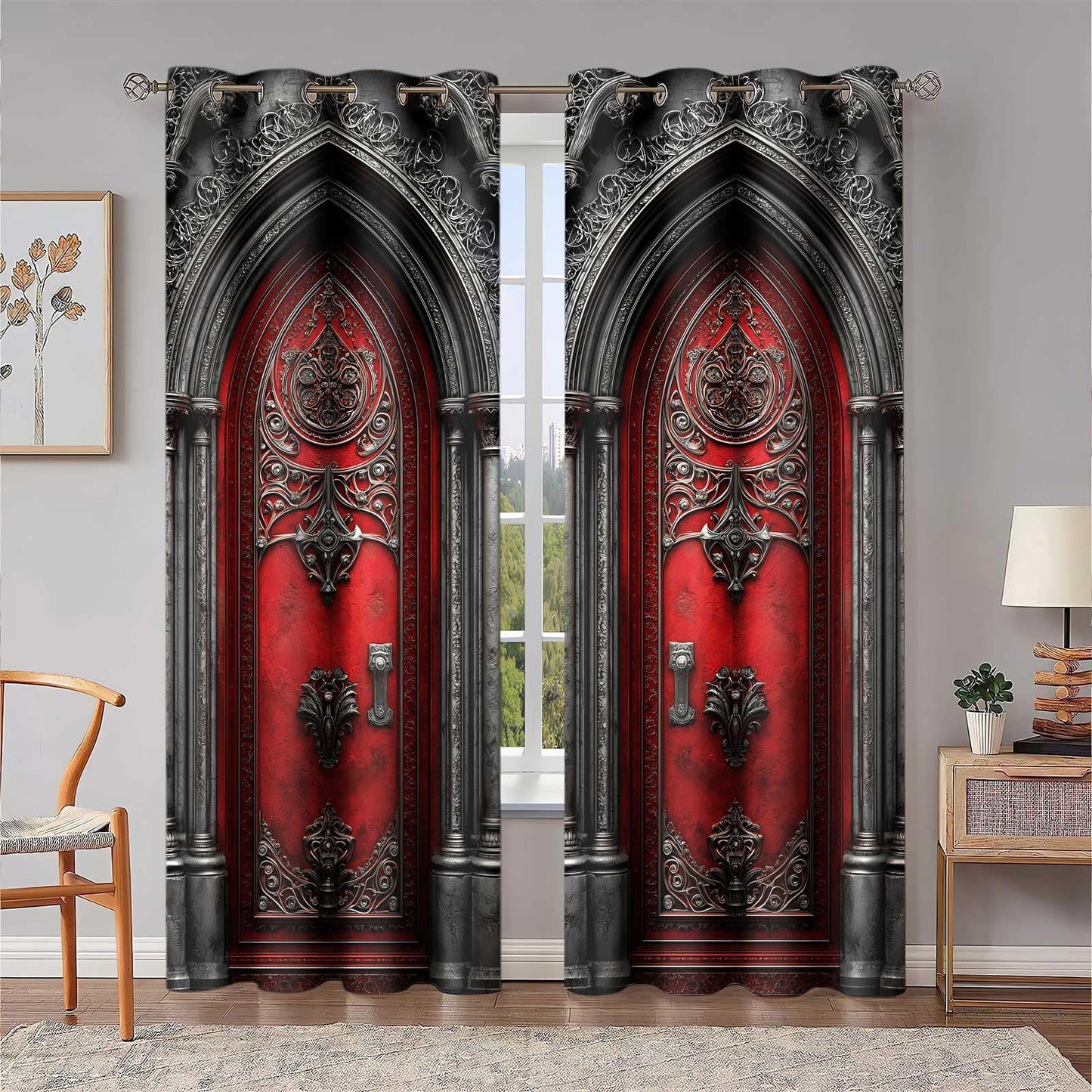 HIYSMT Medieval Castle Archway Blackout Curtains 4284inch Nordic Royal Palace Curtain Ancient Architectural Door Print Window Drapes for Bedroom Living Room Halloween Decoration 2Panels HILC05