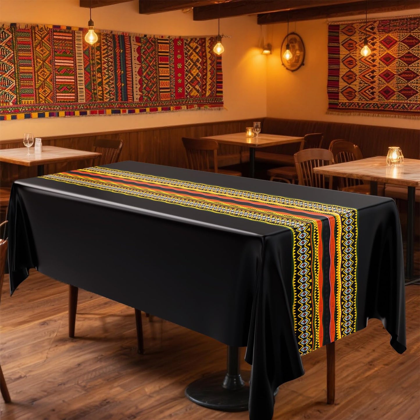 Oudain 6 Pcs Juneteenth Table Cloth, African Print Tablecloth Plastic Kwanzaa Waterproof Rectangle Tablecloths Disposable Table Covers 108 x 54'' for Picnic Dining Kitchen Black History Party Supplies