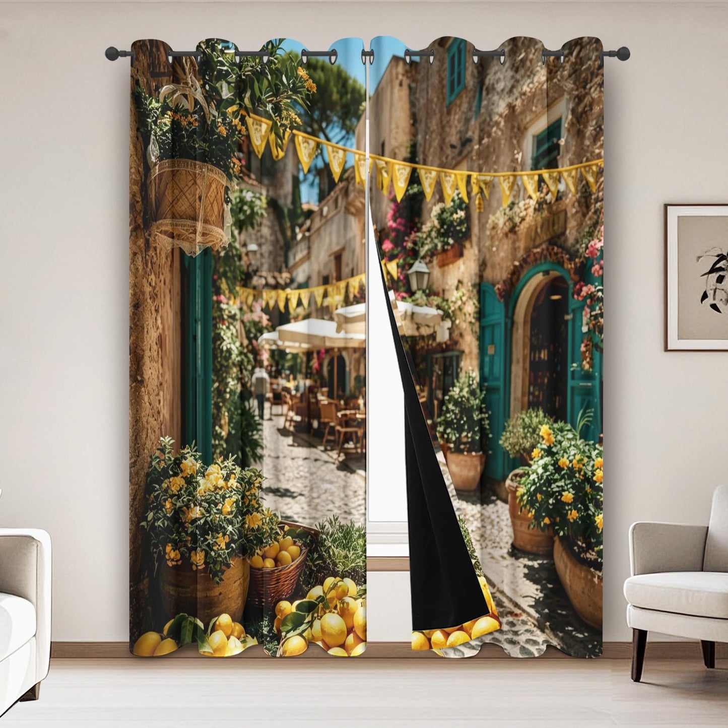 Street Scenery Curtains Old Town