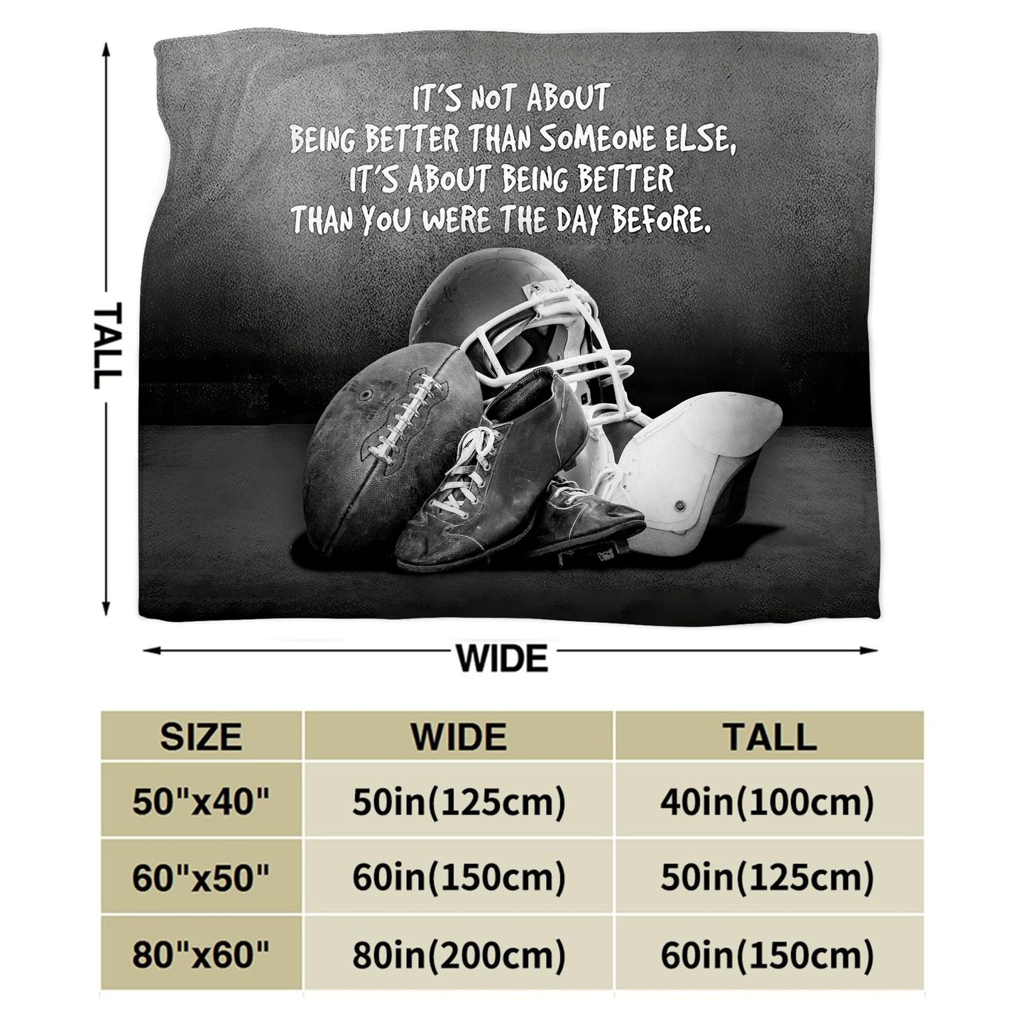 Sports Football Throw Blanket - Soft Warm Cozy Fleece for Boys Men Girls Women Kids Adults - Couch Sofa Bed 50"x40"