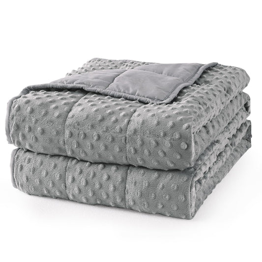 Mr. Sandman Weighted Blanket for Adults Queen Size 18 lbs, Soft Cooling Heavy Minky Blanket for Sleep, Washable Throw Blanket with Glass Beads, 60 x 80 Inches, Grey
