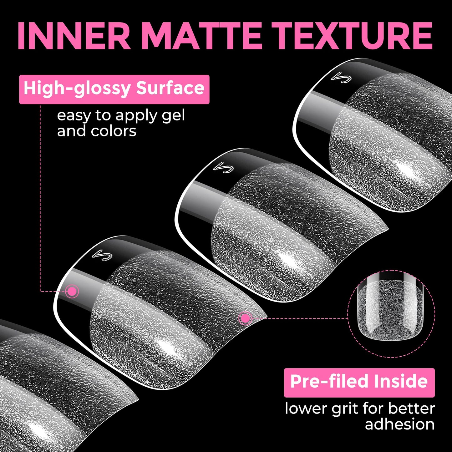 UNA GELLA Extra Short Square Oval Nail Tips 216pcs Pre-shaped Half Matte Squoval Gel Nail Tips Full Cover Square Round Clear Acrylic Fake Nails for Press on Nail Extensions Home DIY Salon 12 Sizes