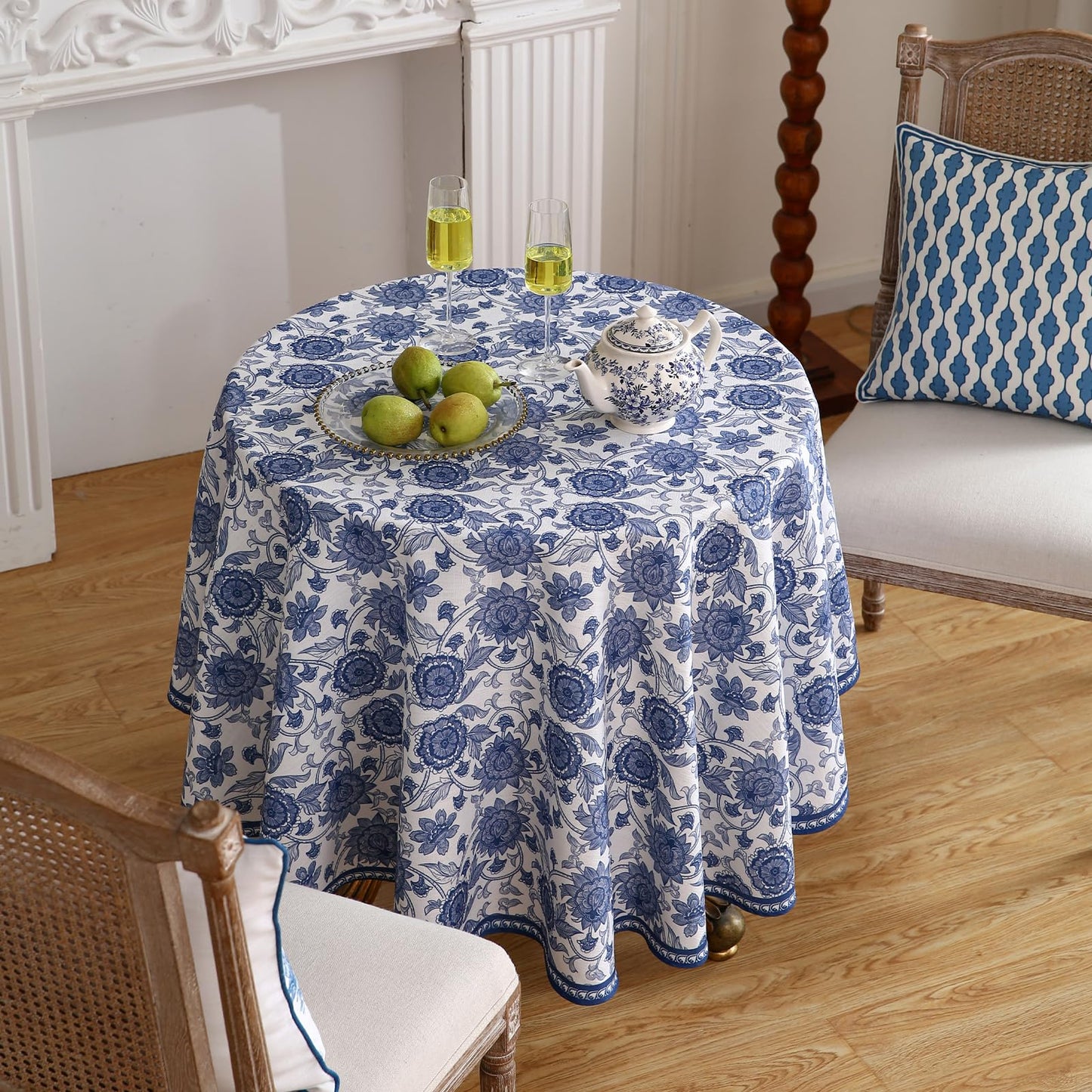 patdrea Elegant French Linen Tablecloth,Round,Diameter 67"-Lantang A