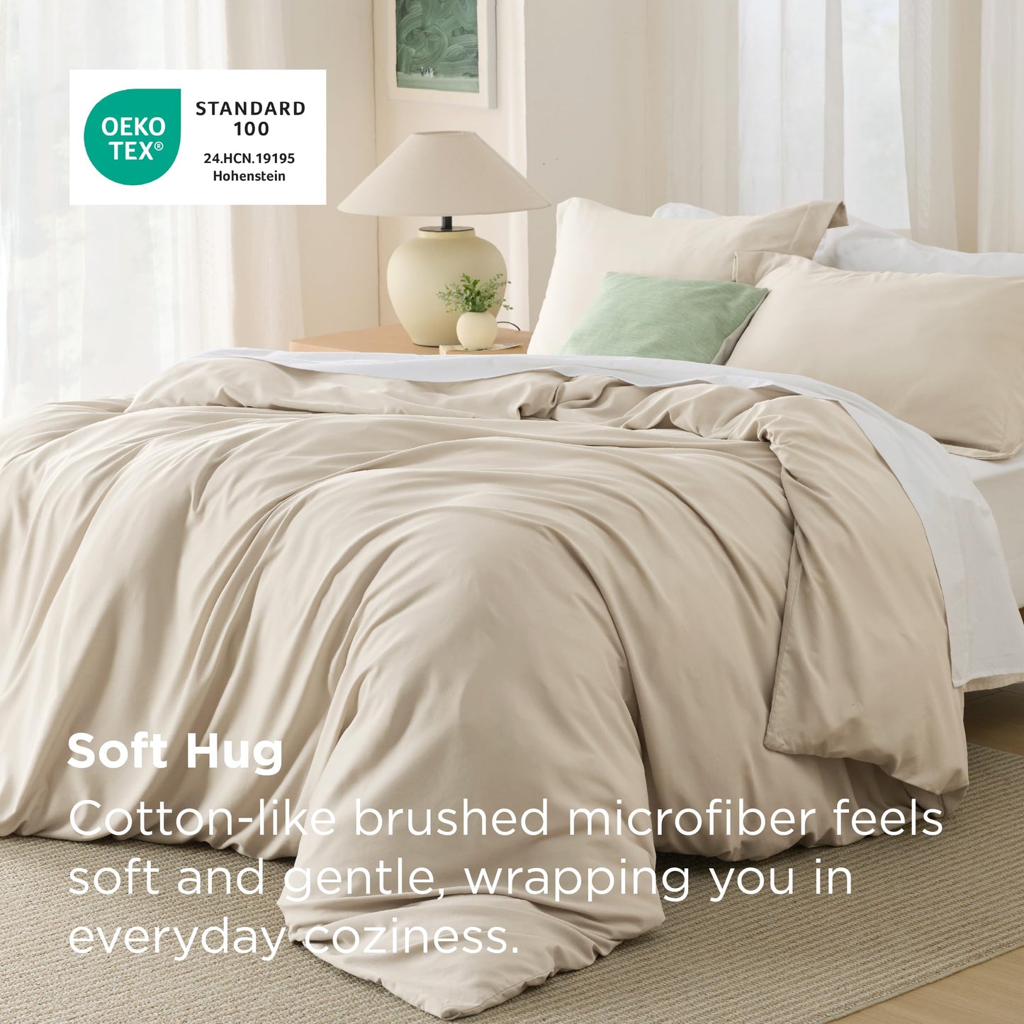 Bedsure Duvet Cover Queen Size - Soft Double Brushed Bedding Set for Kids & Adults, Zipper Closure, 3 Pieces, Includes 1 Duvet Cover (90"x90") & 2 Pillow Shams, NO Comforter, Linen