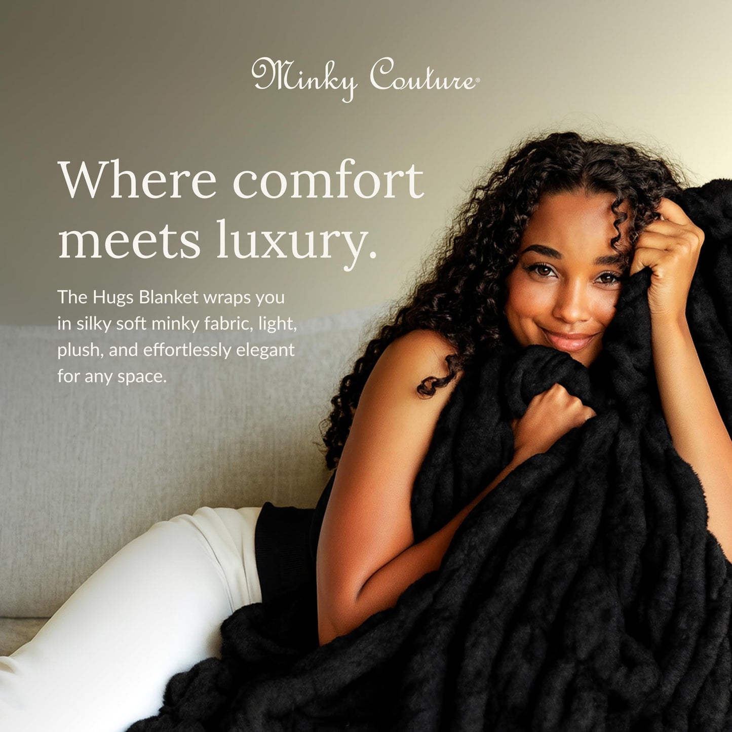 Minky Couture Hugs Blanket - Extra Plush Blanket for Premium Gifting - Stretchy Bubbled Cozy Throw - Silky Smooth - Durable & Machine-Washable - Travel-Friendly - Monster, Black