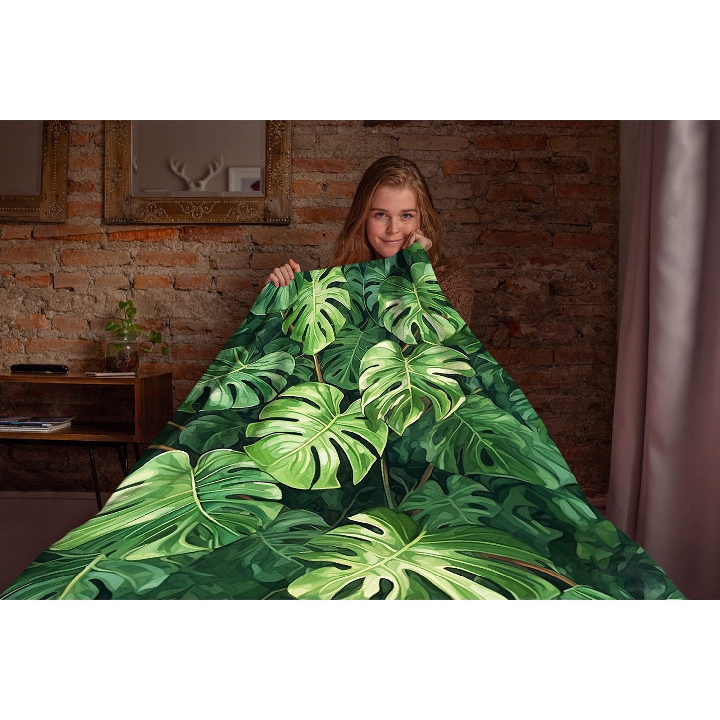Tropical Plant Palm Leaves Blanket Soft Cozy Throw Lightweight Microplush Blankets for Couch Bed Sofa All Season Warm-50 in x 40 in Small for Kids