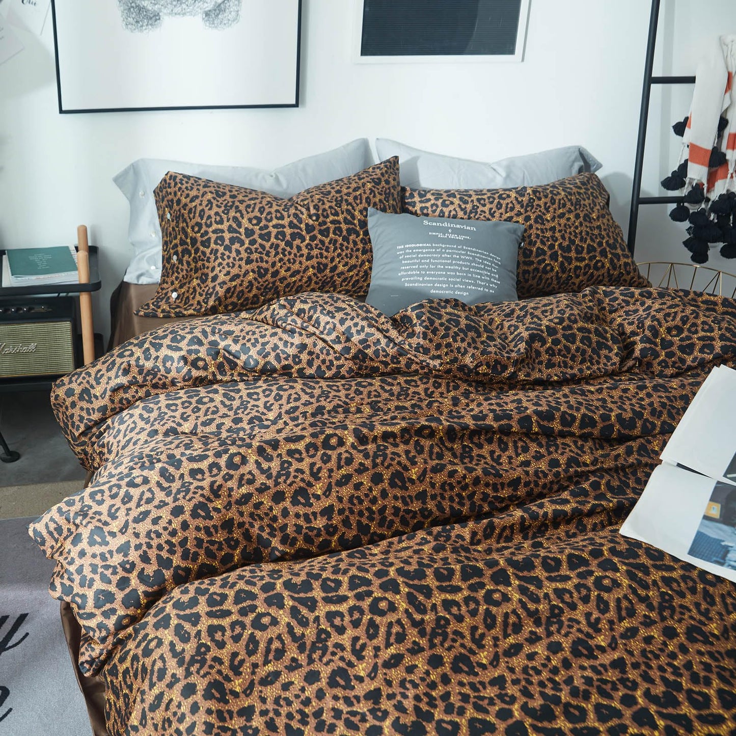 LifeTB Leopard Comforter Set Queen Comforter Set 3 Pieces Leopard Print Comforter Fluffy Soft Microfiber Bedding Set for All Seasons Animal Cheetah Print Queen Size Comforter with 2 Pillowcases