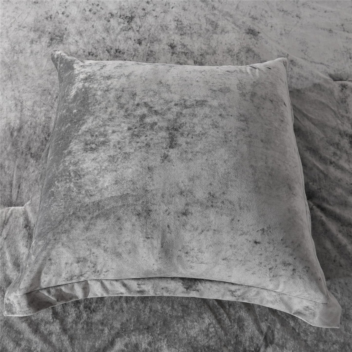 Sunshine Nicole Distressed Velvet Comforter Set, Distressed Velvet Face and Brushed Solid Microfiber Reverse, with Light Weight Soft Poly Fill, 5 Pieces Grey, King