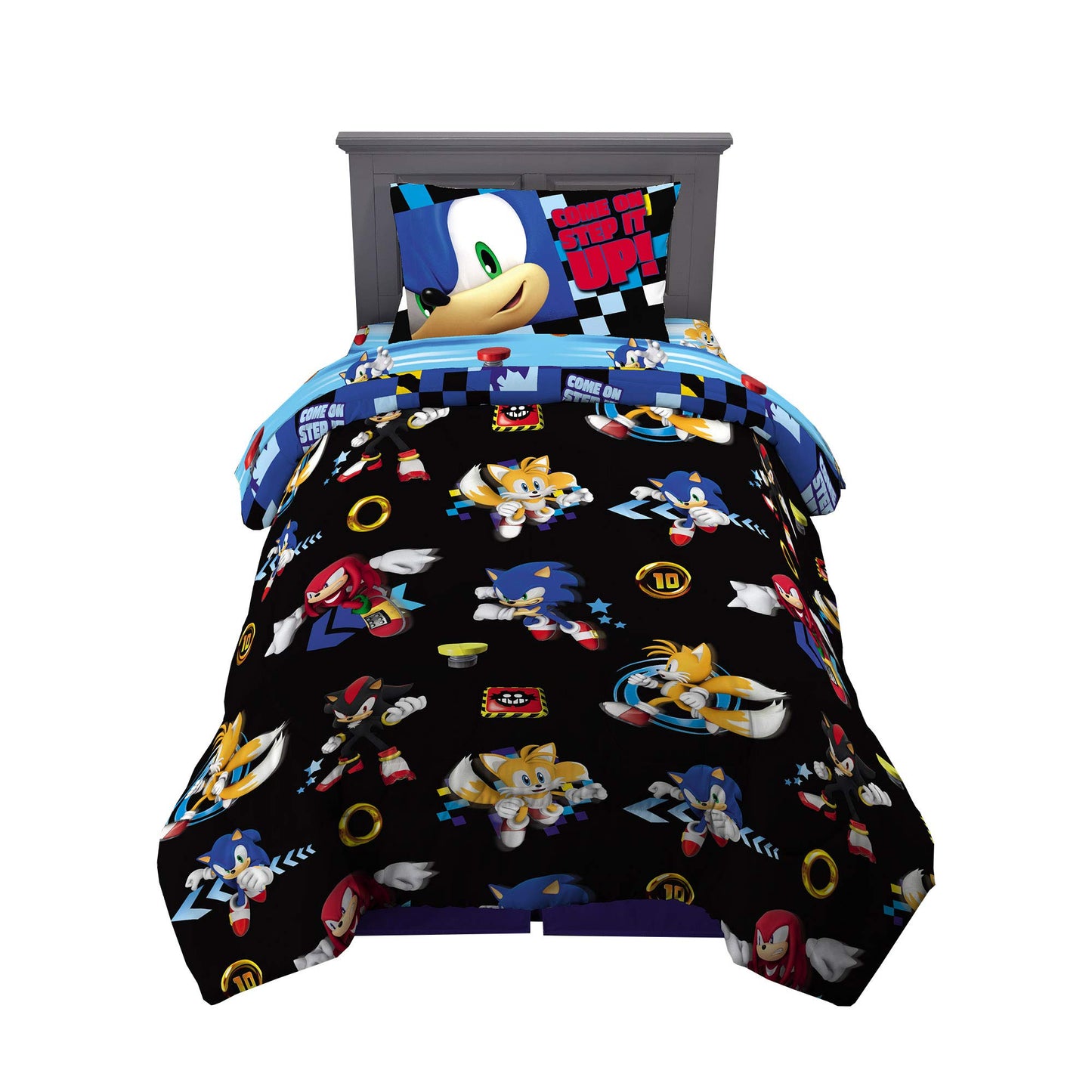 Sonic the Hedgehog Anime Kids Super Soft Comforter and Sheet Set, 4 Piece Twin Size by Franco