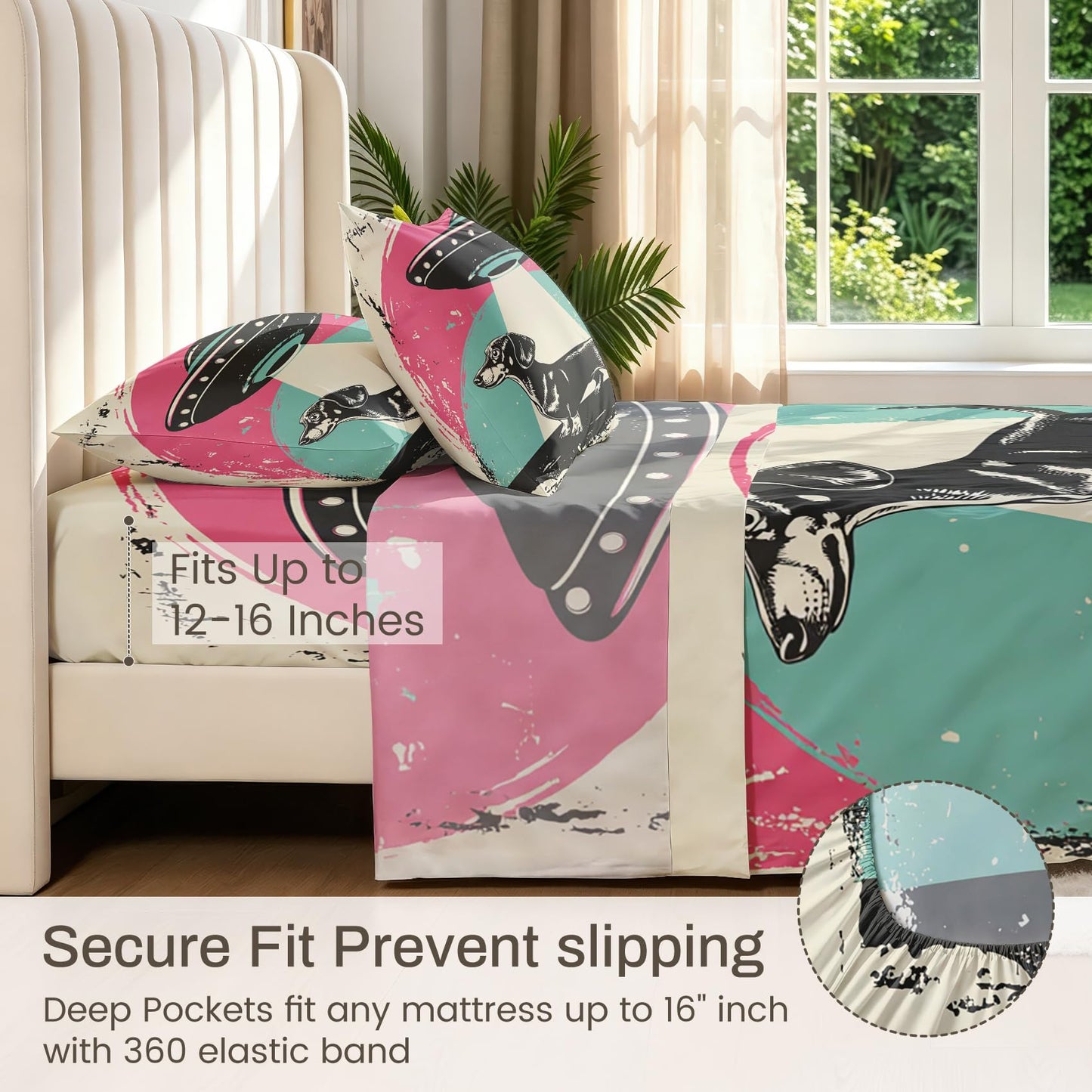 Dachshund Queen Bedding Set Boys UFO Sheet Sets