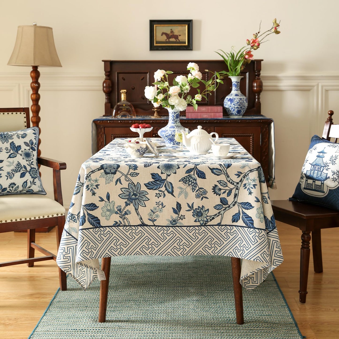 bilin gaier Designer Linen Tablecloth Rectangular,87"x55"-Suqing A