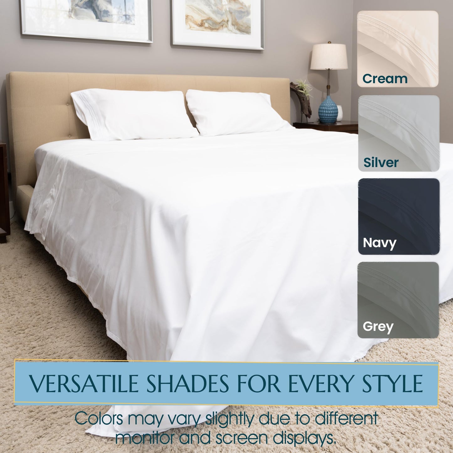 Stych & Loom Queen Sheet Set – 4-Piece Soft Microfiber Sheets Set with Flat & Fitted Sheets and 2 Pillowcases – Deep Pockets, Wrinkle Resistant, and Oeko-TEX Certified (White, Queen)