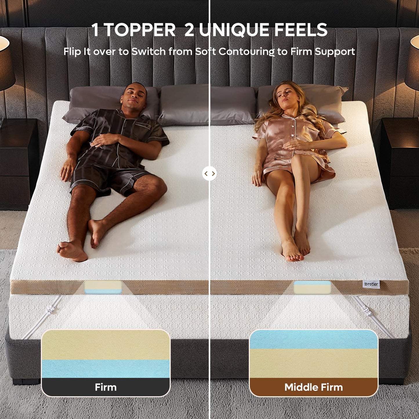 4 Inch Gel Memory Foam Mattress Topper Queen Size - Cooling Bed Pad for Back Pain Relief, Pressure Dispersing Mattress Pad for Bedroom RV, College Dorm (60x80 Inch)