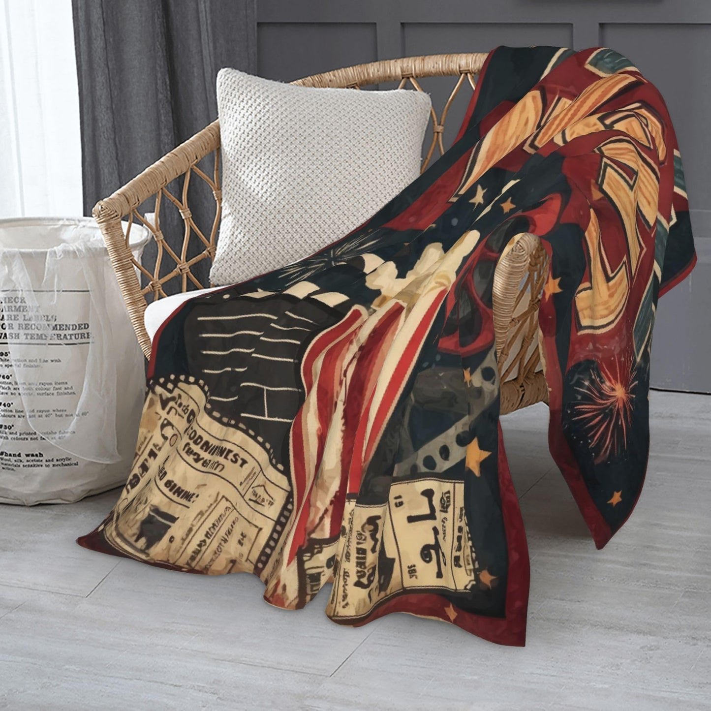 Movie Night Ticket Popcorn Flannel Throw Blanket Soft Cozy Blanket for Living Room Couch Sofa Bed 50 x 60 Inches
