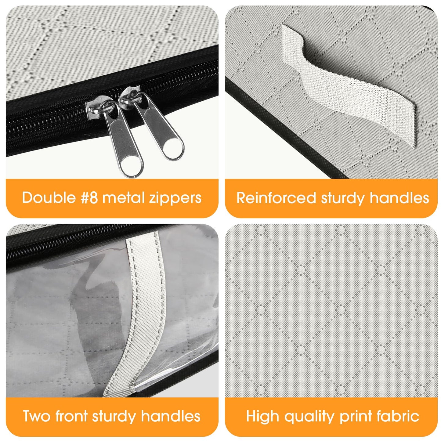 StorageRight Under Bed Storage Bags 6 Pack, 40L Large Clothes & Comforter Storage Containers with Clear Window, Breathable Fabric Organizer for Blankets, Bedding, Seasonal Clothing, White