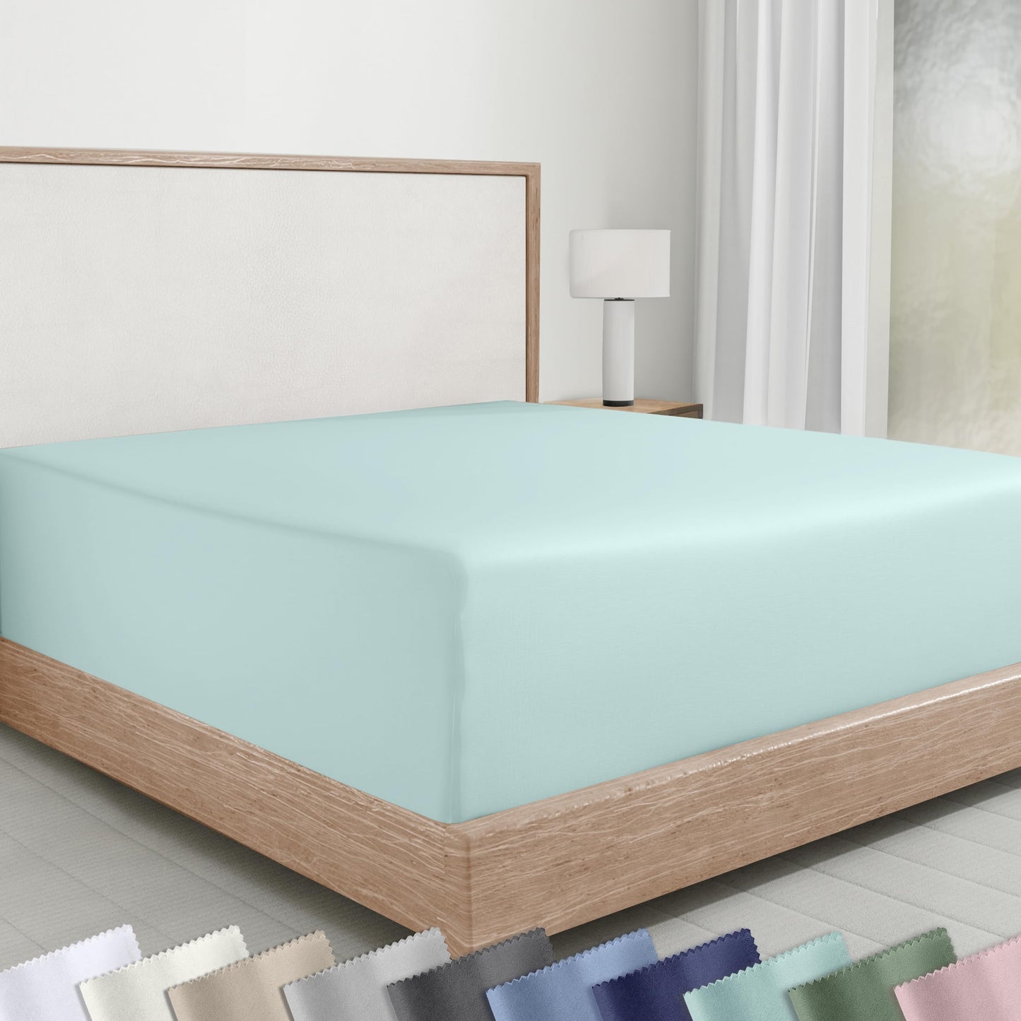 California Design Den King Fitted Sheets Only, Soft 100% Cotton Sateen, Deep Pocket, Durable All-Around Elastic, Head/Foot Side Indicators, King Size Fitted Sheets (Seafoam)