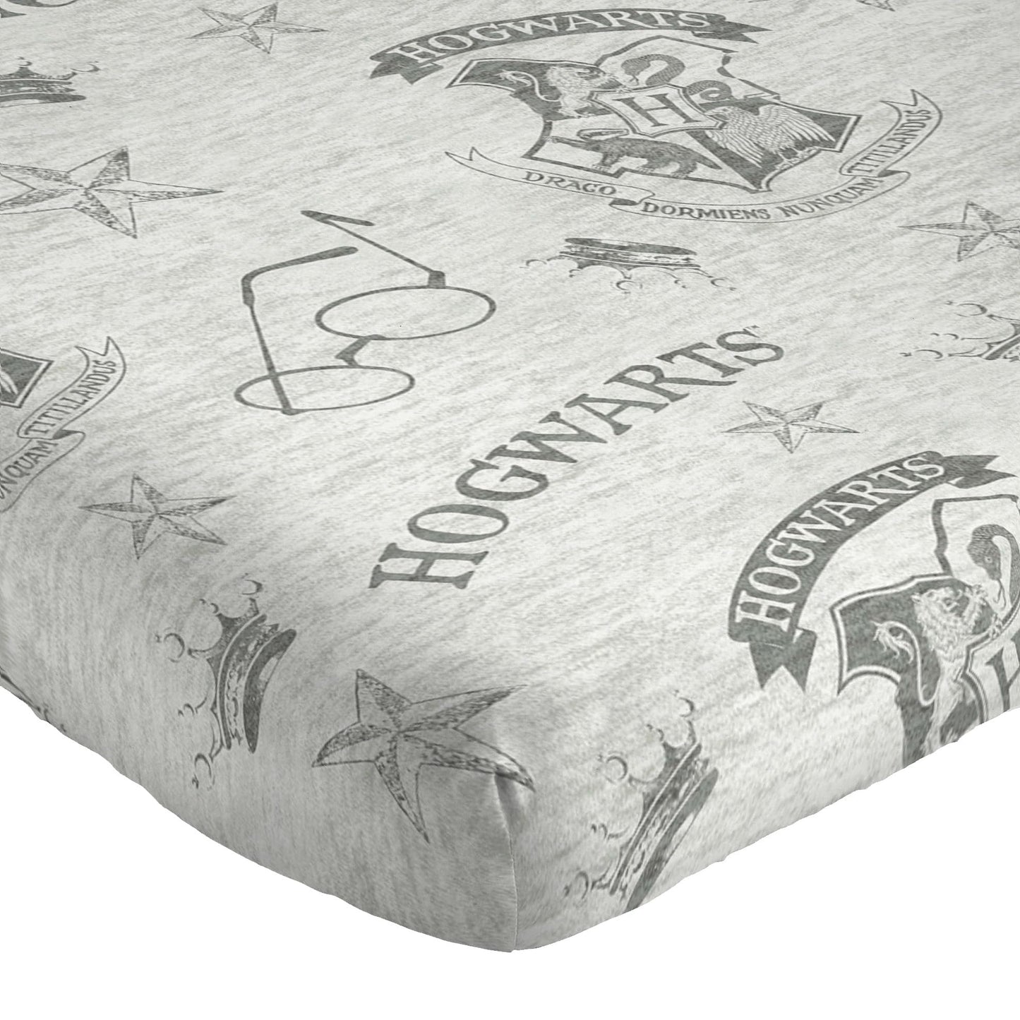 Jay Franco Kids Sheet Set with Fitted, Flat Sheets & Pillow Cover - Ultra-Soft Bedding with Pillowcase for Room Decor, Gray - Harry Potter, 3 Piece Twin