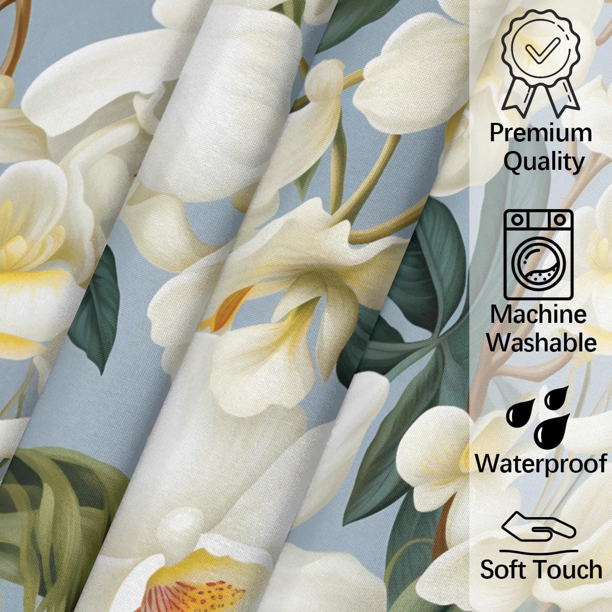 QsirBC Magnolia Flowers Green Leaves 52" x 52" Square Tablecloth Waterproof Kitchen Table Cover Washable Polyester Fabric Table Cloth for Wedding Party Dining Banquet Decoration