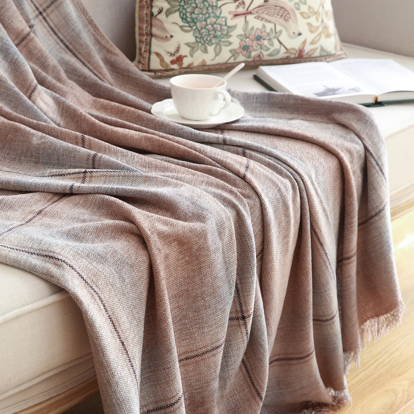 patdrea Throw Blanket Knitted Textured Throw Blanket Farmhouse Soft Cozy Warm Couch Blanket Grey (Grey, 59"×79")
