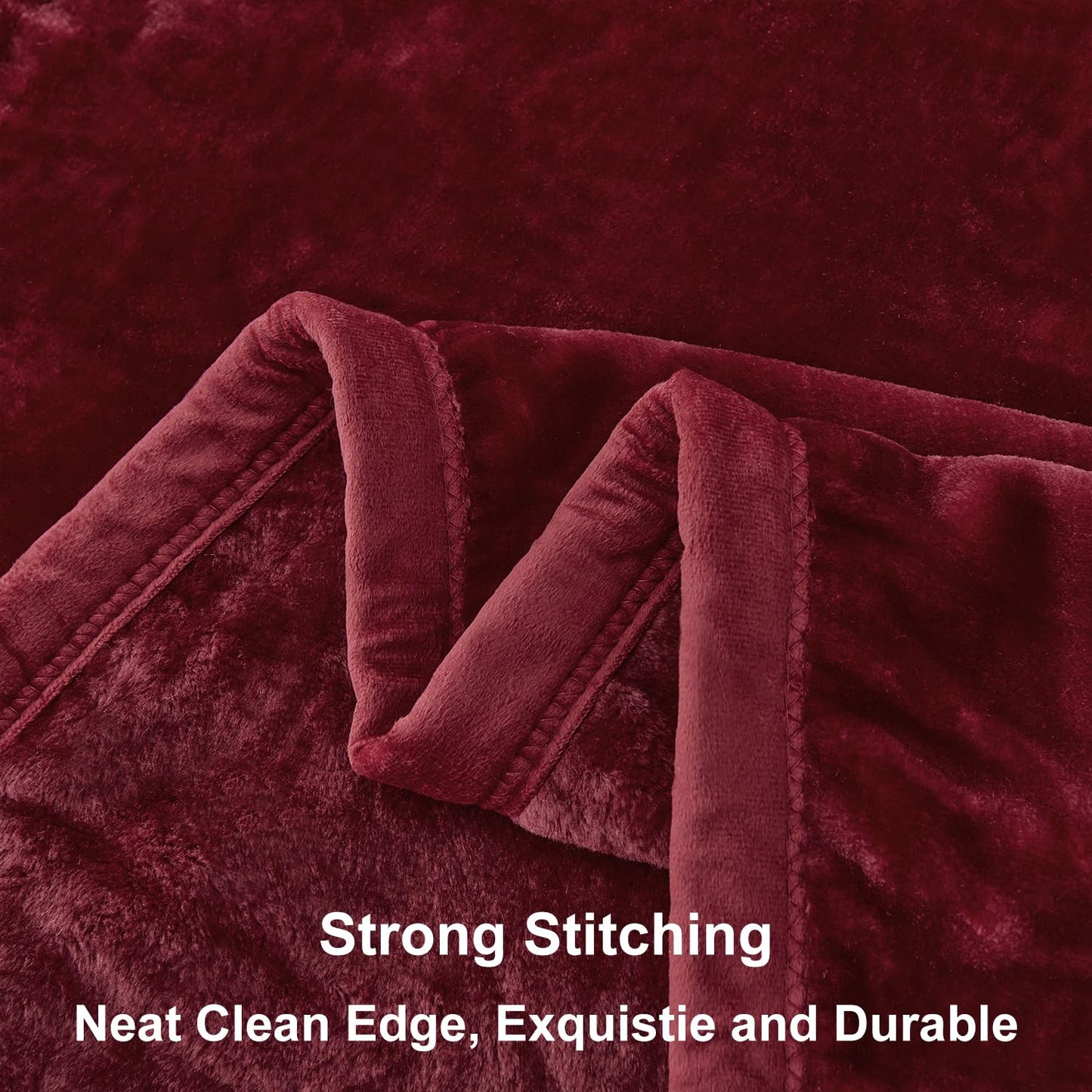 JYK Fleece Plush Blanket - 3.5 LB, 1 Ply Lightweight Korean Style Mink Blanket, Queen 79" x 91" - Super Soft, Warm & Cozy, Microfiber Bed Blanket for All Seasons, Burgundy