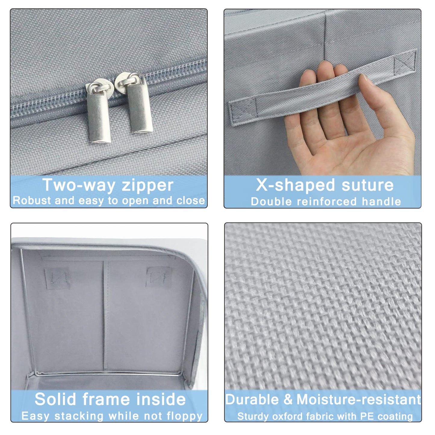 UUBEMM Clothes Storage Bins with Foldable Sturdy Frame,Stackable Storage Box for Closet Shelf Organizers for Seasonal Clothing,Blankets,Towel Bed Sheets,Toys Gift Others (Medium -40L x3PACK, Grey)