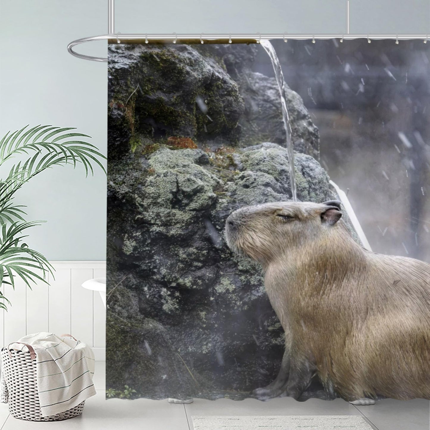 Funnytree Capybara Shower Curtain, Capybara Bathroom Decor, Waterproof Fabric Durable Easy Care Washable, 72"X72"(Hooks Not Included) SC00292-002