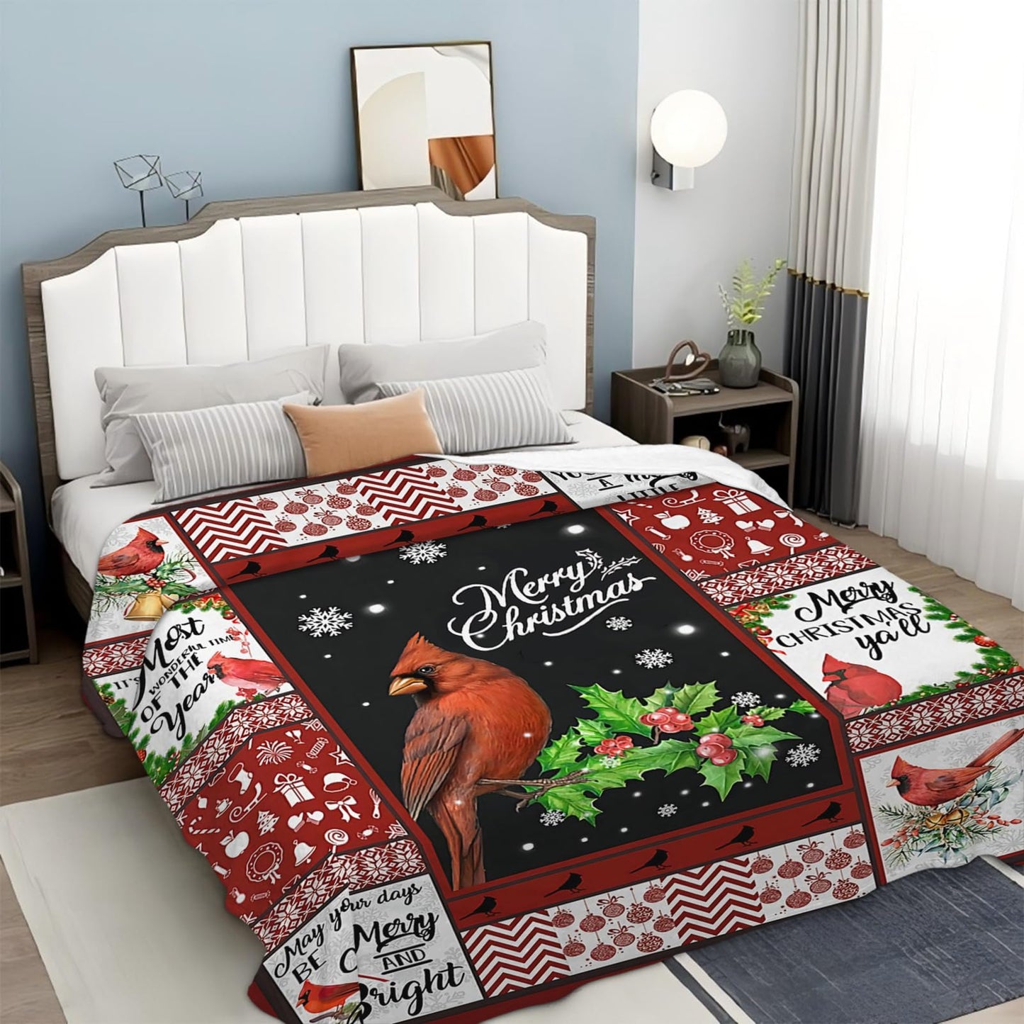 Tijuboni Cardinal Bird Throw Blanket for Girls Boys Women Men Kids Adults Soft Flannel Fleece Blanket for Couch Sofa Bed Home Decor 40"x50"