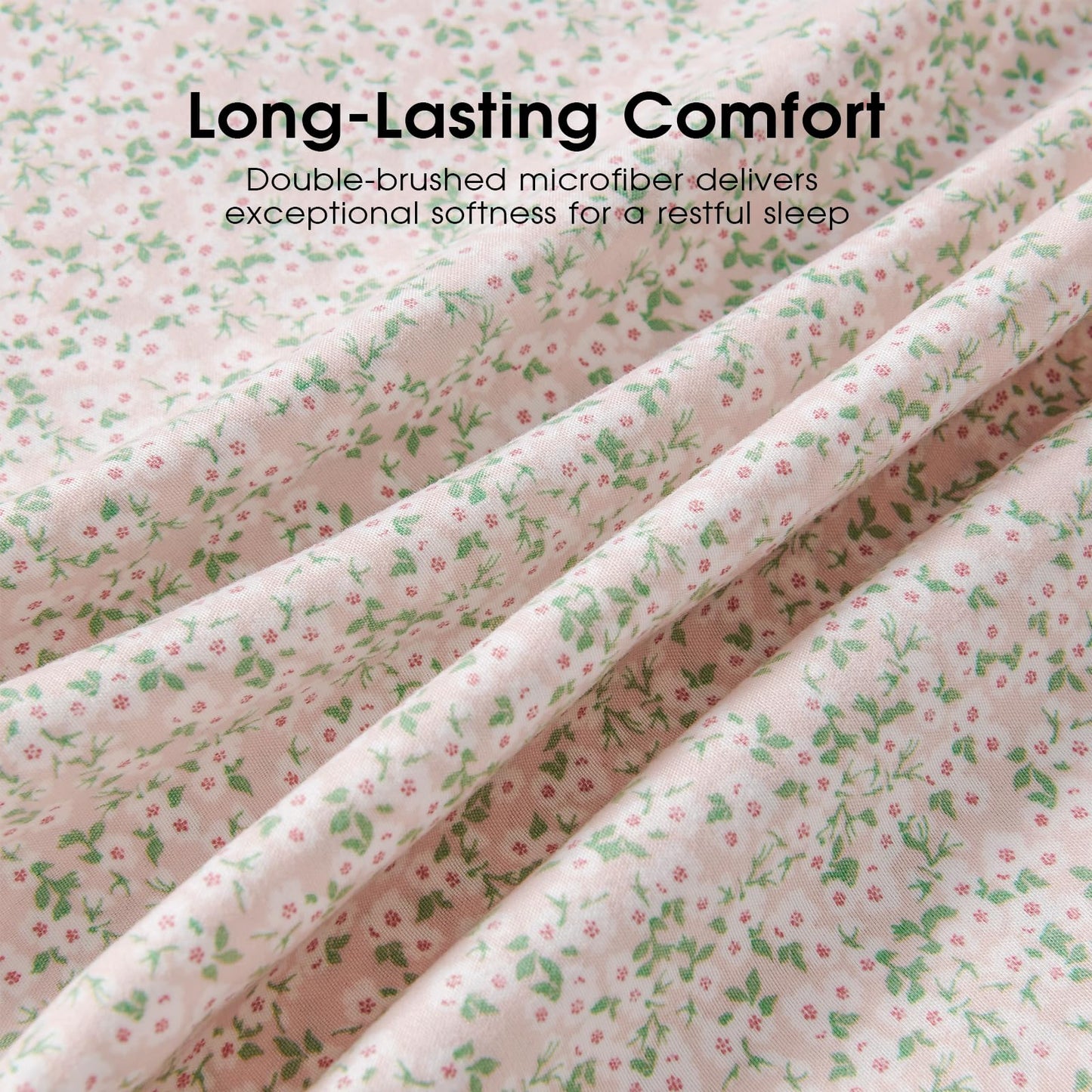 FreshCulture Floral Bed Sheets - Ultra Soft King Size Sheets Set - Brushed Microfiber Pink Floral Sheets - Deep Pockets - Easy Care - Hotel Luxury 4 Piece Flower Printed Sheets King, Calico