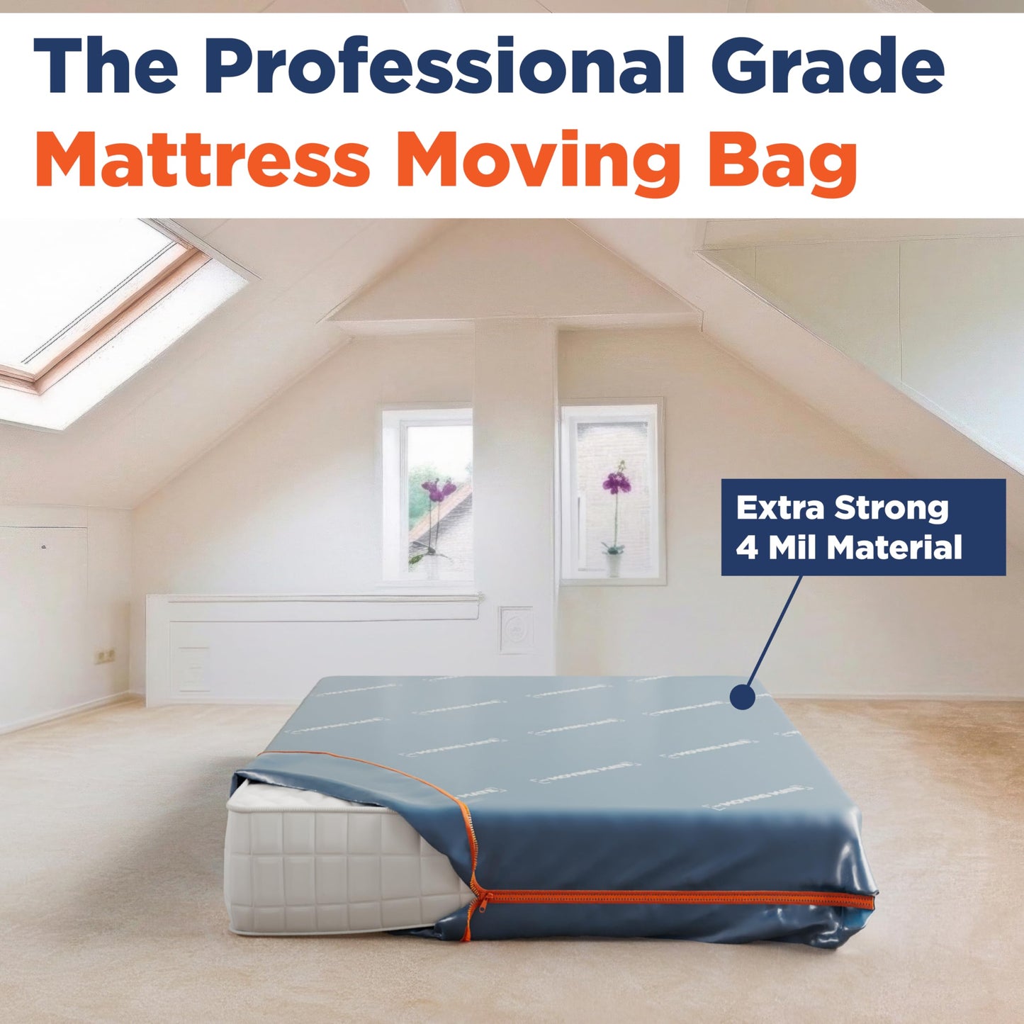 Queen Size Mattress Bag for Moving and Storage - Opaque with Zip