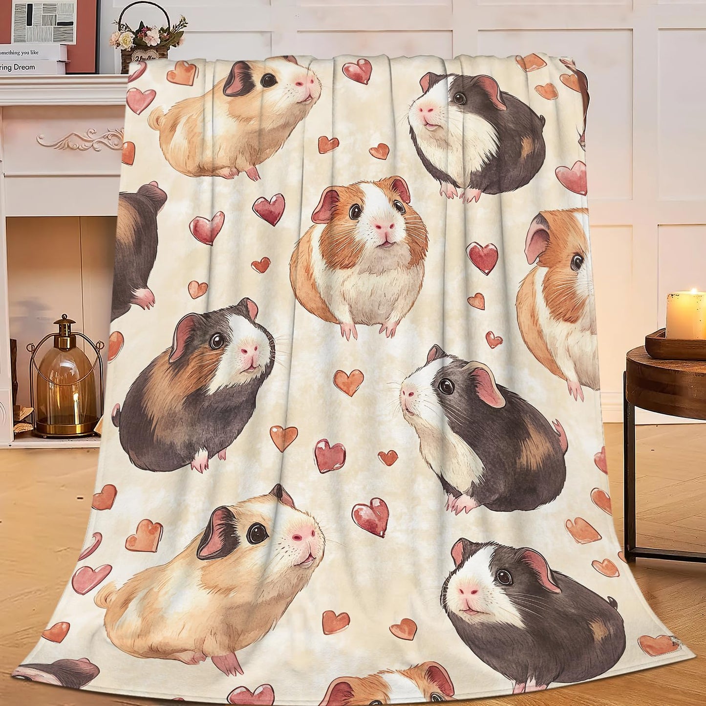 Cute Guinea Pig Throw Blanket Guinea Pig Pets Flannel Blankets Fuzzy Plush Super Soft Cozy Warm Decor Gifts for Boys Girls Kids Adults Men Women 40" x 50"
