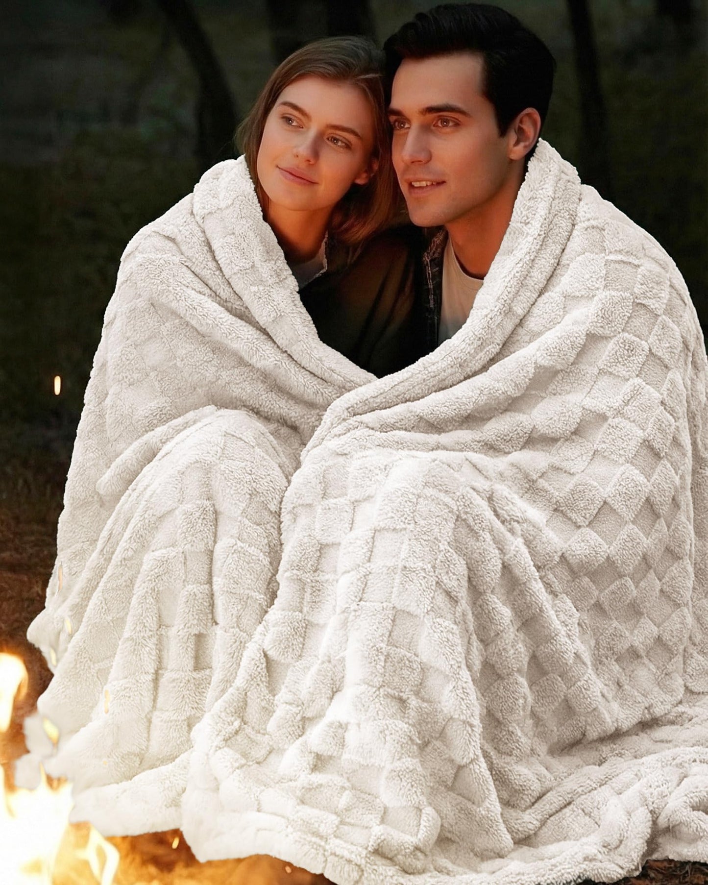Utopia Bedding Linen Checkered Fleece Throw Blanket for Couch, Sofa, Soft Plush Cozy Blanket for Women and Men Home Decor, Ultra Comfy Travel-Friendly Throws, 50x60 Inches