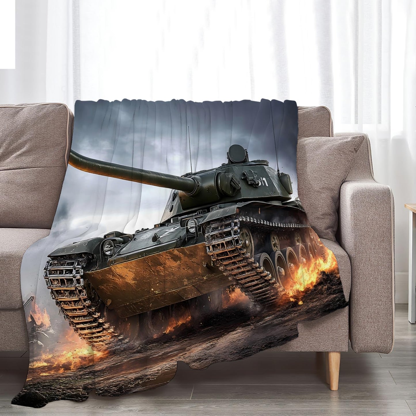 Tijuboni Military Tank Throw Blanket Army Gifts for Boys Men Girls Women Kids Adults Soft Flannel Fleece Blanket for Couch Sofa Bed Home Decor 40"x50"