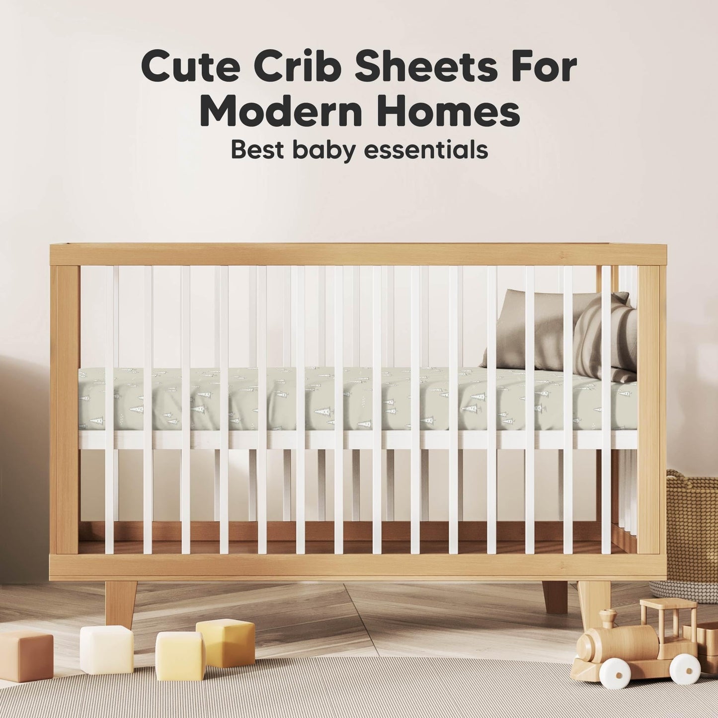 KeaBabies 2-Pack Organic Cotton Crib Sheets for Boys, Girls - 52x28 Fitted Crib Mattress Sheet Neutral, Breathable Cover for Baby Bed Set, Toddler Mattress, Soft & Cute Prints (Lune Mystic)
