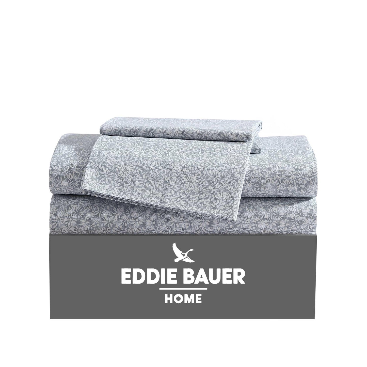 Eddie Bauer - Twin Sheet Set with Fitted Sheet & Pillowcase, 100% Cotton Percale Bedding, Crisp & Cool, Dorm Room Essentials, Little Blossom