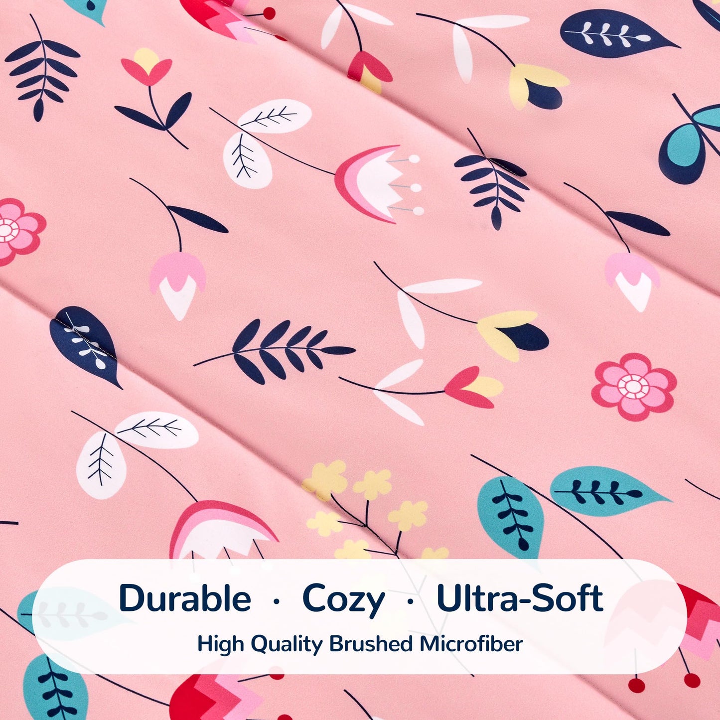 SLEEP ZONE Kids Bedding Full/Queen Comforter Set - Cute Printed for Boys, Girls, Teens, Super Soft, Fade Resistant (Pink Flower, Full/Queen)