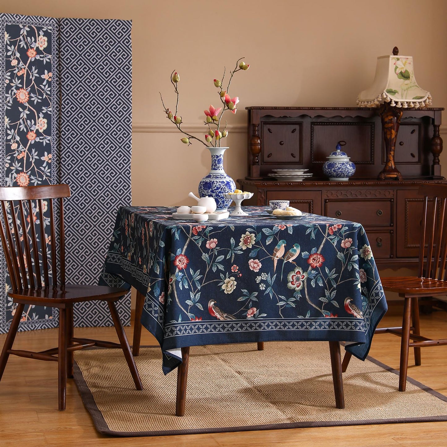 patdrea Elegant Vintage Linen Tablecloth,Rectangular,102"x63"-Lanruoting