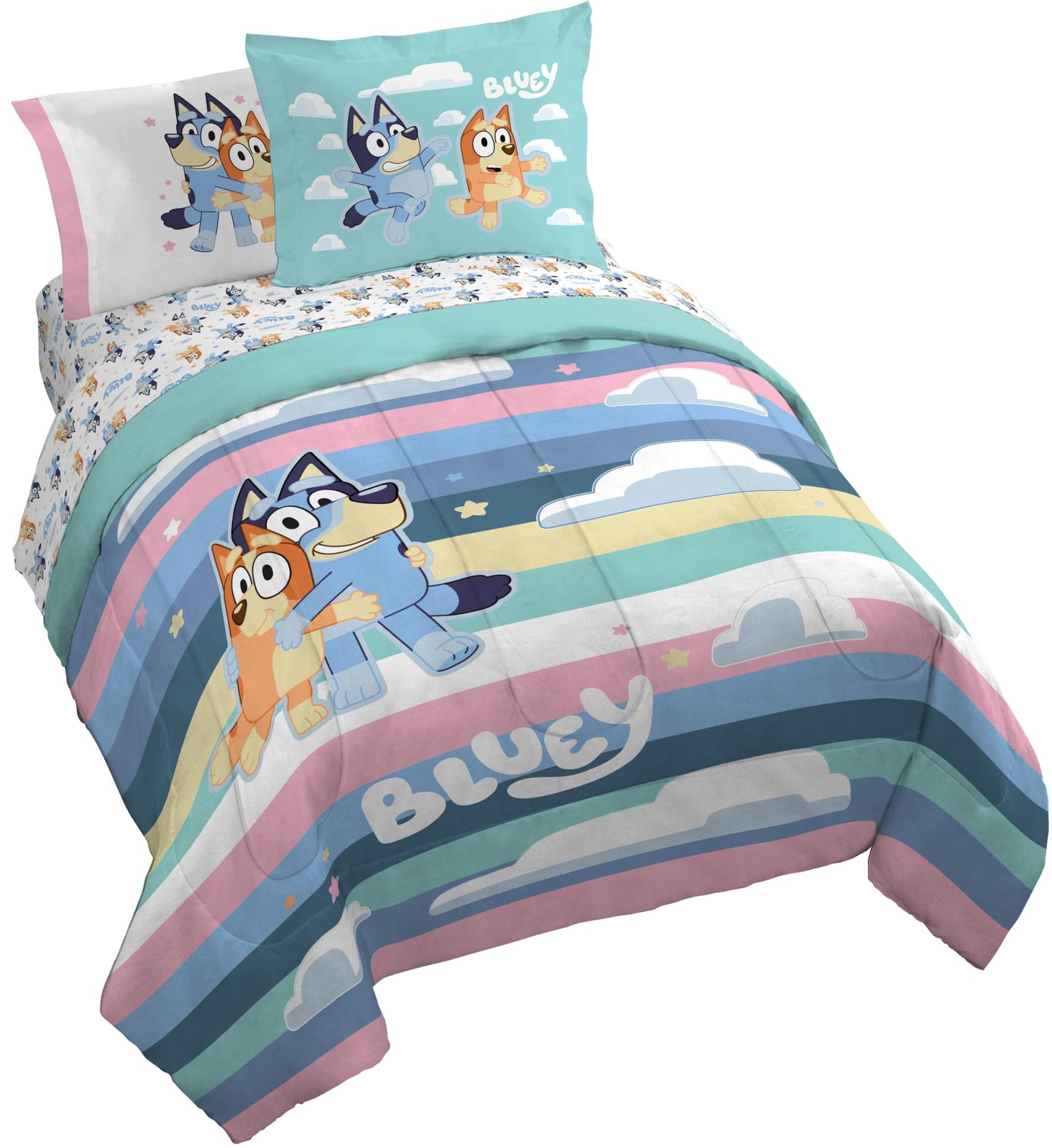 Jay Franco Kids Bed Set, Multi, Bluey, 7 Piece Queen