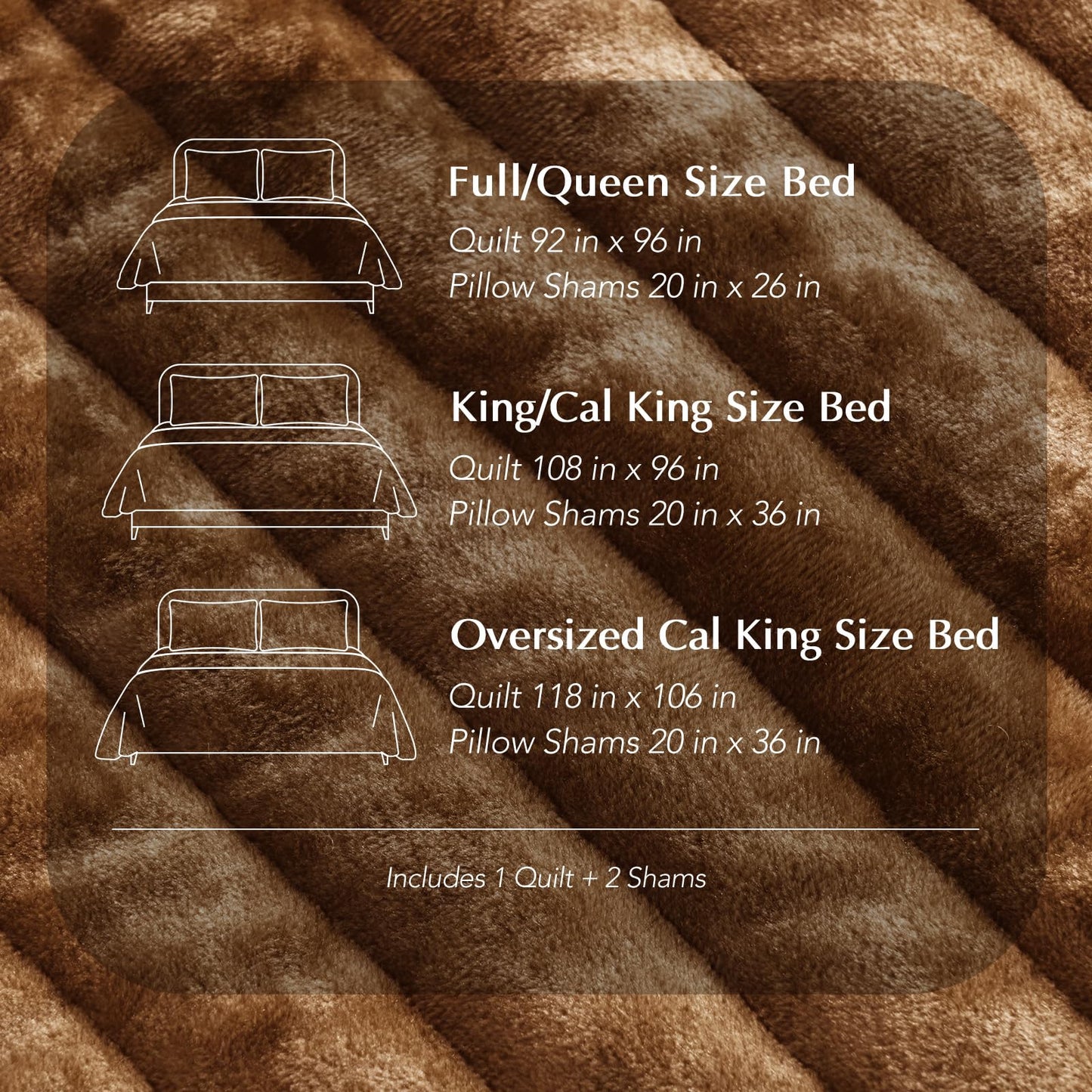 EverGrace Velvet Quilt Set King Size, Luxurious Soft Striped Channel Bedding Set, Lightweight Velvet Comforter for All Season, Oversized Bedspread Coverlet with 2 Matching Shams, Dark Brown
