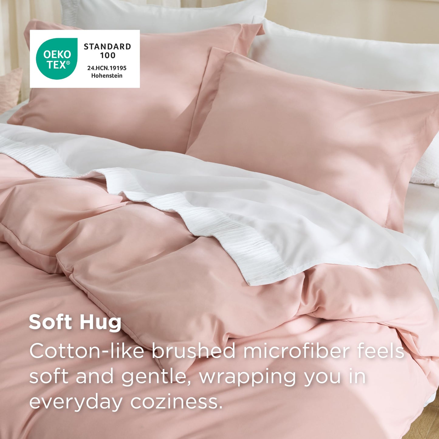 Bedsure Duvet Cover Queen Size - Soft Double Brushed Bedding Set for Kids & Adults, Zipper Closure, 3 Pieces, Includes 1 Duvet Cover (90"x90") & 2 Pillow Shams, NO Comforter, Blush Pink