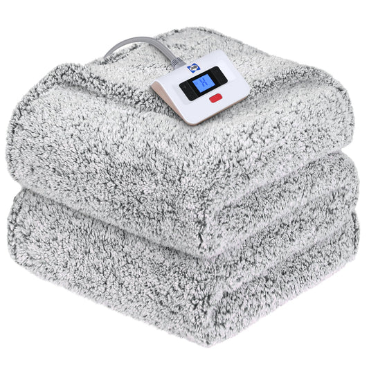 Sealy Electric Blanket Full Size, Soft Sherpa Heated Blanket Single Control with 10 Heating Levels & 1 to 12 Hours Auto-Off Settings Over-Heated Protection 80"x84" Machine Washable, Charcoal