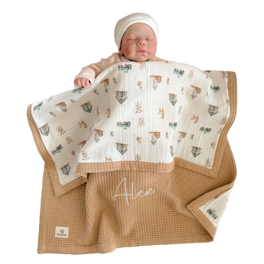 Mouliss Personalized Baby Blanket with Name – Handmade 100% Organic Cotton Newborn Gift | Custom Knit Blanket for Boys, Girls, Kids & Baby Showers