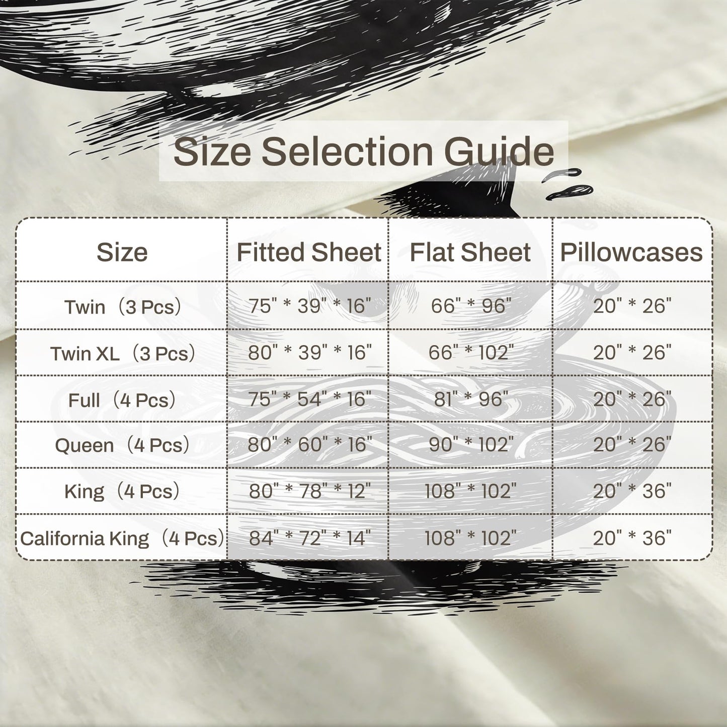 Cute Cat Sheet Set, 3 Pcs Twin Size Funny Cat Bed Sheets