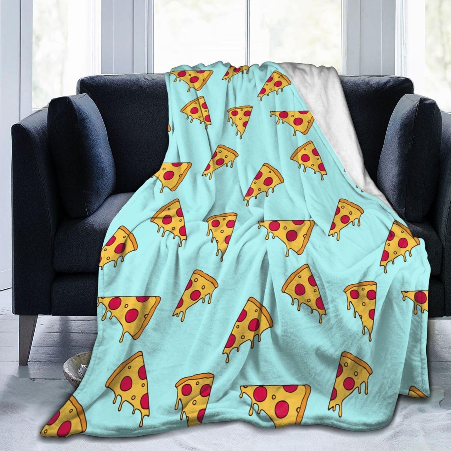 Cute Pizza Slice Throw Blanket Super Soft Warm Bed Blankets for Couch Bedroom Sofa Office Car, All Season Cozy Flannel Plush Blanket Gifts for Girls Boys Kids Teens 50"x40"