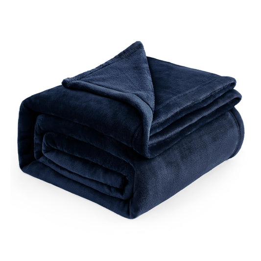 Bedsure GentleSoft Navy Fleece Blankets Queen Size - Bed Fathers Day Blanket for Dad Blue Soft Lightweight Plush Cozy Luxury Room Decor Gifts for Husband and Men, 90x90 inches