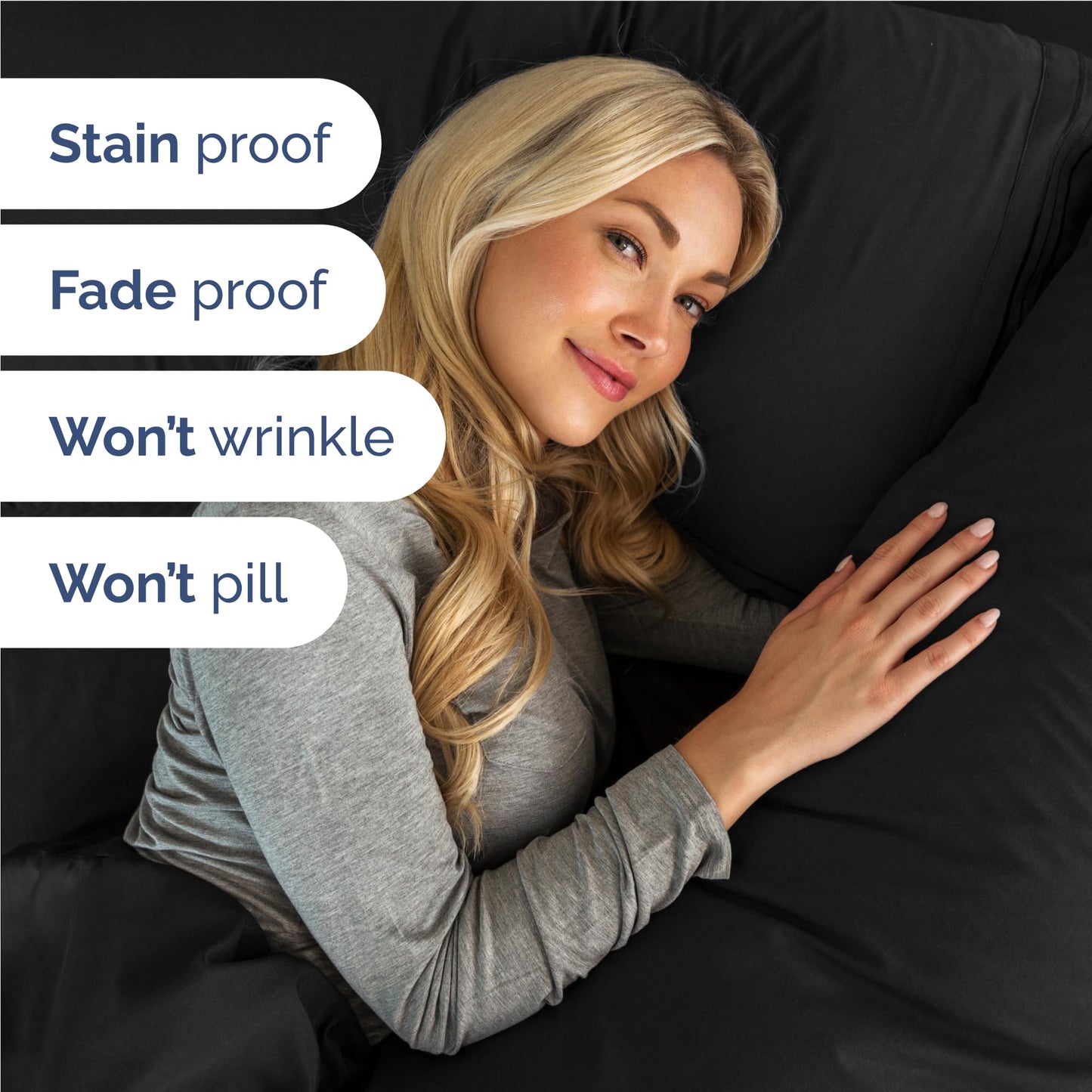 Full Size 4 Piece Sheet Set - Comfy Breathable & Cooling Sheets - Hotel Luxury Bed Sheets for Women & Men - Deep Pockets, Easy-Fit, Extra Soft and Wrinkle Free Sheets - Black Oeko-Tex Bed Sheet Set