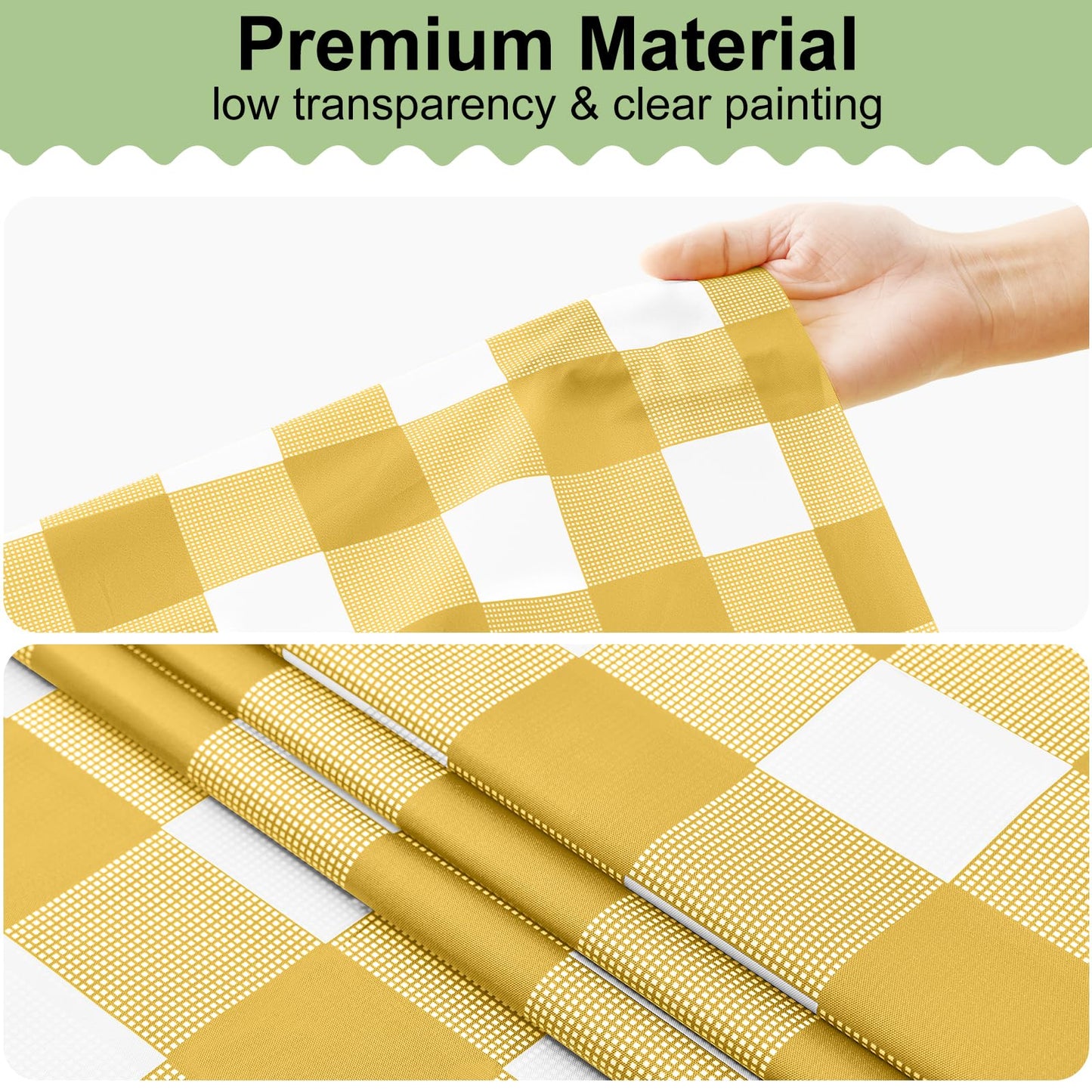 misaya 3 Packs Buffalo Disposable Table Cloth, 54 x 108 Inch Waterproof Plastic Tablecloth, Rectangle Gold and White Checkered Table Covers for Picnic, Birthday, Party, Back to School