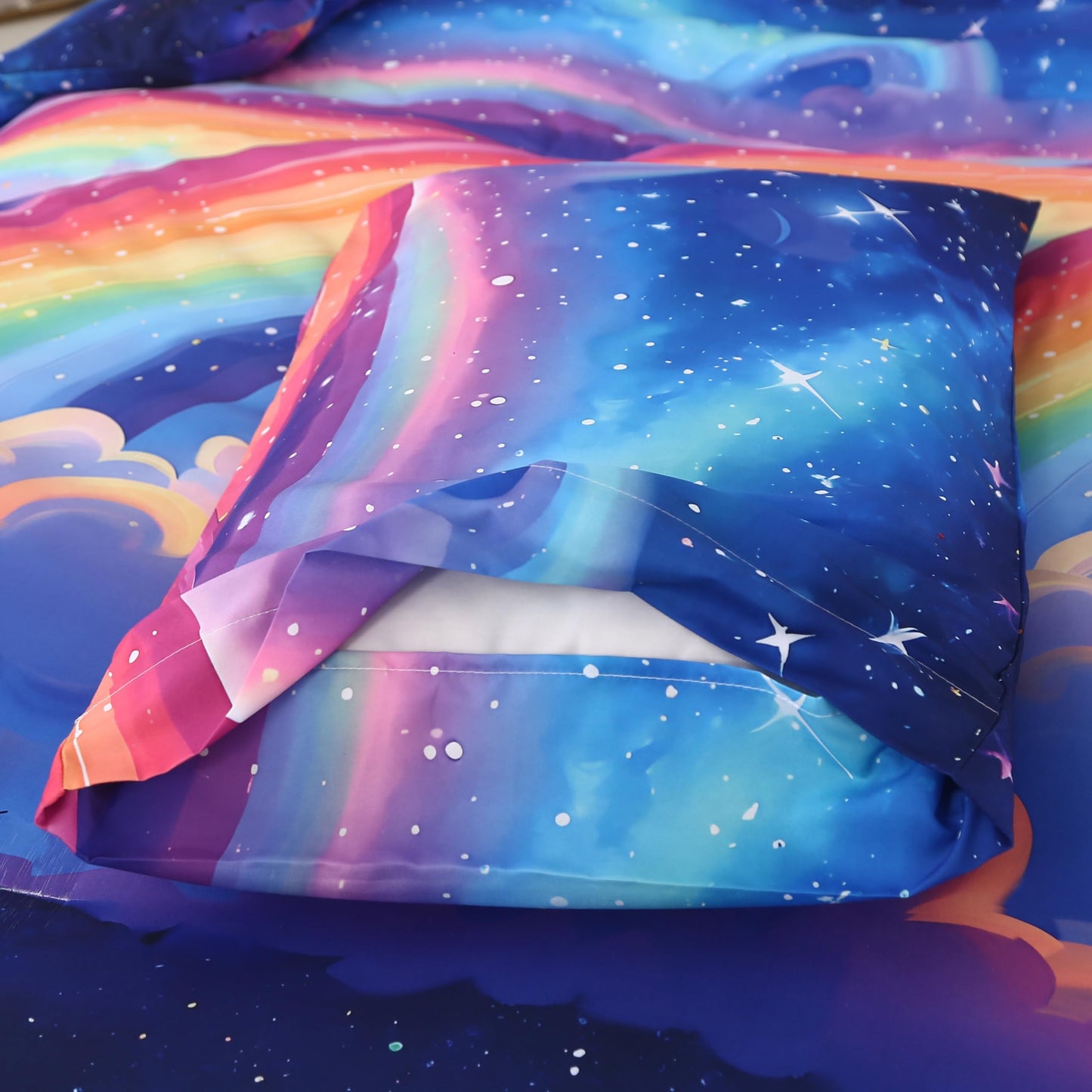 MAG 3Pcs Rainbow Twin Comforter Sets,Colorful Microfiber Digital Printing,Space Galaxy Theme Bedding Set,All Season with 1 Comforter + 2 Pillowcases for Kids Boys and Girls,Breathable and Wrinkle.