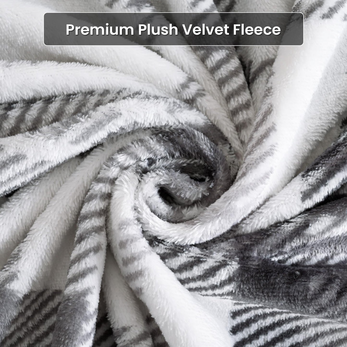Viviland Plush Micro Polar Fleece Full Bed Sheet Set, Cozy Flannel-Like Velvet/Velour Fitted Sheets with 15" Deep Pocket, Fuzzy Warm Winter Double Sheets & Pillowcase Set, Gray and White Plaid